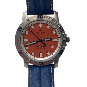 Titan Fast Track Quartz 35MM Watch  656 SFA - 100m WR - All Steel - New Battery